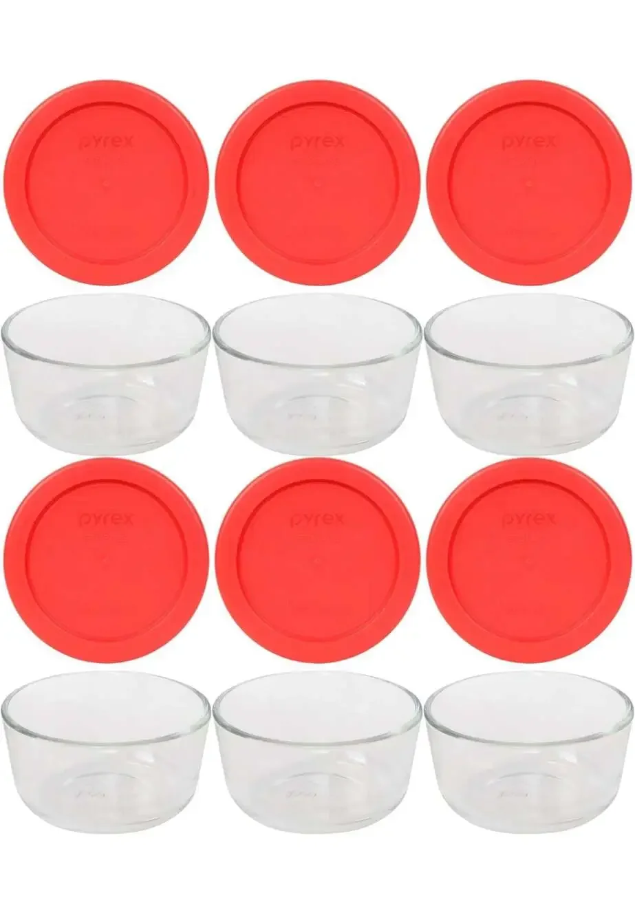 Pyrex 1-Cup Glass Storage Containers 6 with lids.  Meal Prep!